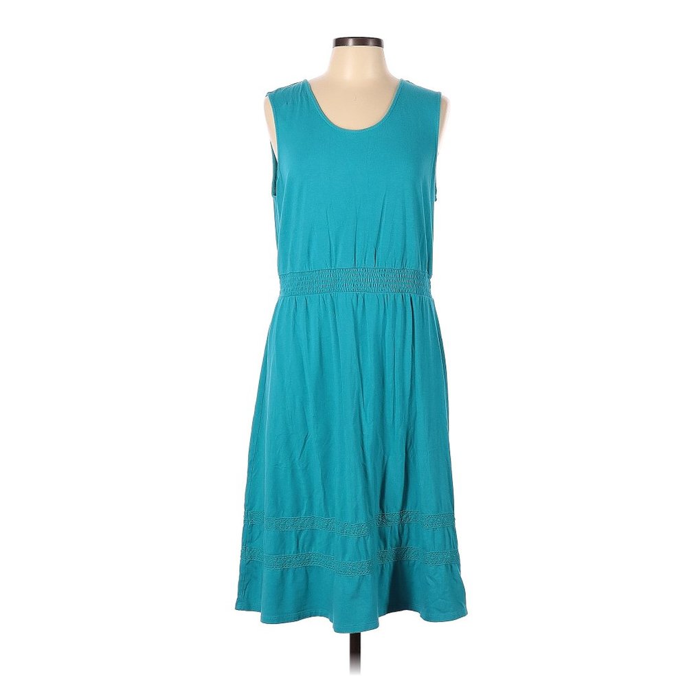 Liz Claiborne Sleeveless Cinched Teal Dress Size L
